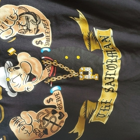 Popeye the Sailor man black LS Tee shirt size Small - Picture 4 of 7